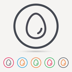 Egg icon. Breakfast food symbol. Round circle buttons. Colored flat web icons. Vector