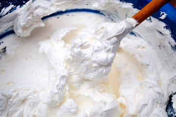 Preparation whipped cream cake in Novi Sad, Serbia