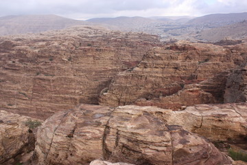 View from the sacrificial place in nabatean city of Petra, Jordan Middle East