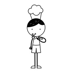 cute little boy with chef hat character vector illustration design
