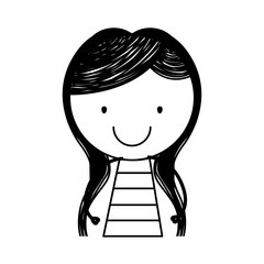 cute little girl drawing character vector illustration design