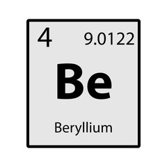 Beryllium periodic table element gray icon on white background vector