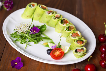 Rolls with salmon