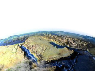 Arab Peninsula on Earth - visible ocean floor