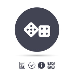 Dices sign icon. Casino game symbol.