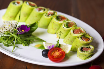 Rolls with salmon