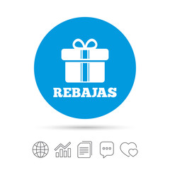 Rebajas - Discounts in Spain sign icon. Gift.