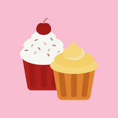 Sweet cake isolated traditional holliday vector illustration dessert baked sugar candy deliciou biscuit kulich cookies muffins cherry cream