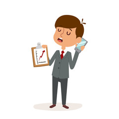 Boy businessman cartoon character person on white background vector profession uniform worker isolated illustration kid