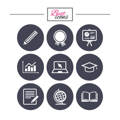 Education and study icon. Presentation signs.