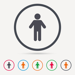 Man icon. Male human symbol. User sign. Round circle buttons. Colored flat web icons. Vector
