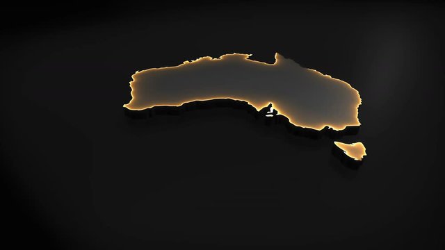 Seamless looping 3D animation of the map of Australia including 2 versions and alpha matte