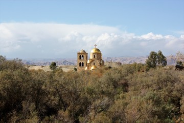 Fototapeta premium View to Bethany Church nearby the baptismal site of Jesus Bethany in Jordan