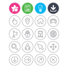 GPS navigation icons. Car and Ship transport.