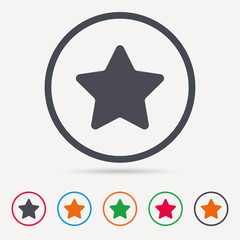 Star icon. Favorite or best sign. Web ranking symbol. Round circle buttons. Colored flat web icons. Vector