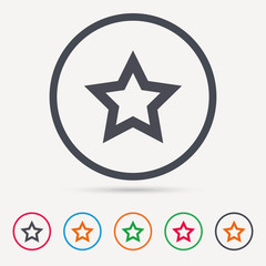 Star icon. Favorite or best sign. Web ranking symbol. Round circle buttons. Colored flat web icons. Vector