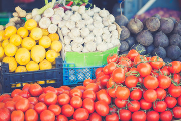 farmers market. vegetable Market. Different raw vegetables background.Healthy eating