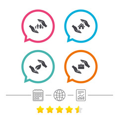 Hands insurance icons. Human life-assurance.