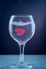 heart in a glass heart splash Red and white