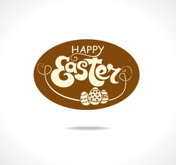 Happy easter. Gift egg with an inscription. Vector flat template.