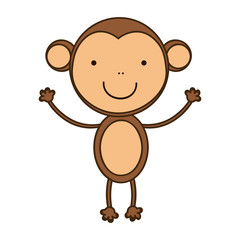 happy monkey with hands up icon, vector illustraction design