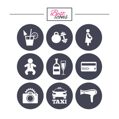 Hotel, apartment service icons. Fitness gym.