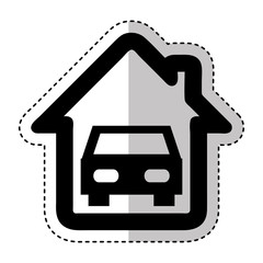 car vehicle silhouette in garage icon vector illustration design