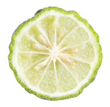 Bergamot sliced isolated on white background
