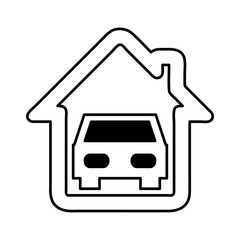 car vehicle silhouette in garage icon vector illustration design