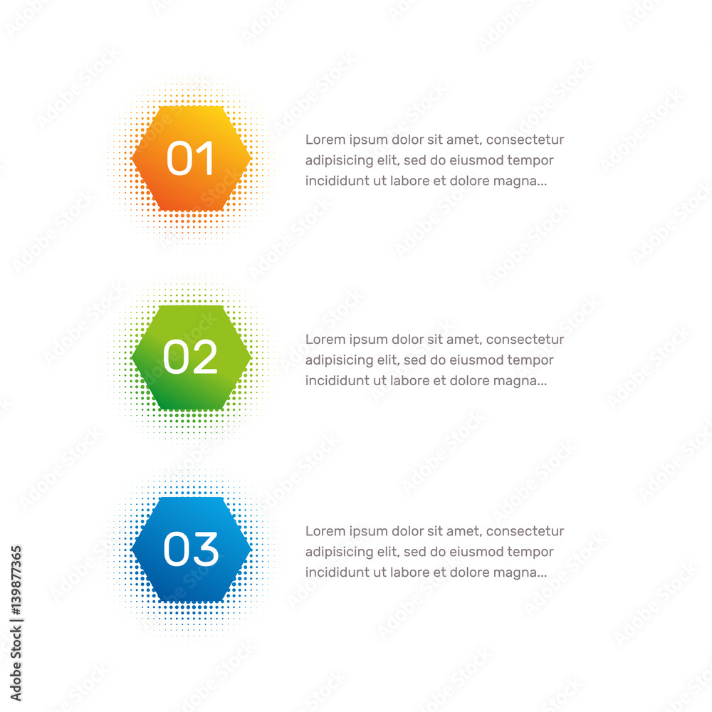 Leinwandbilder Layout workflow. Outline colorful menu for app interface. Number options. Web design of buttons elements. Infographics 1. 2. 3. vector template. Text illustration.