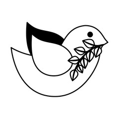 cute bird with olive branch isolated icon vector illustration design