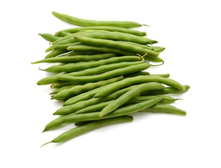 Fresh green beans isolated on a white background