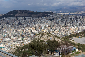 Fototapeta premium Amazing Panorama of the city of Athens from Lycabettus hill, Attica, Greece