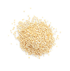 Organic quinoa seeds on white background