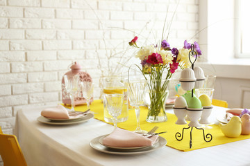 Beautiful Easter decorations on table