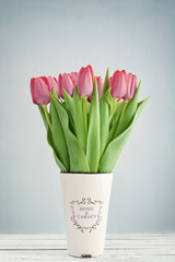 Bouquet of pink tulips