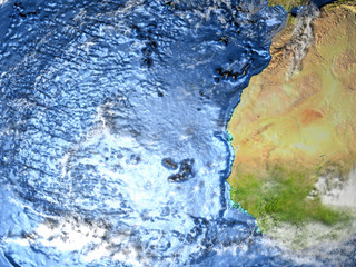 Western Africa on Earth - visible ocean floor