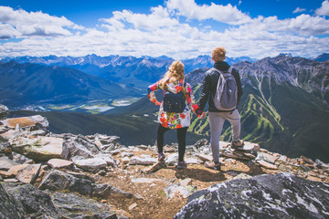 Couple on the top of the Cascade Mountain