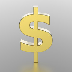 3D illustration golden dollar