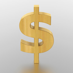 3D illustration wood dollar
