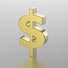 3D illustration golden dollar