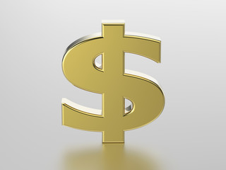 3D illustration golden dollar