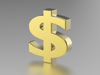 3D illustration golden dollar