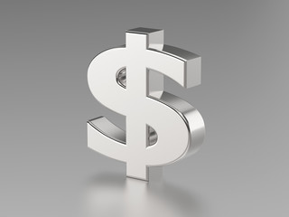 3D illustration silver dollar