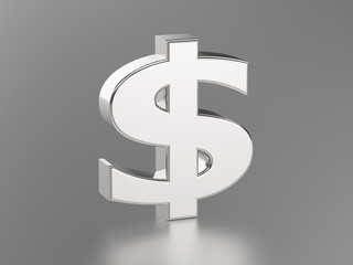 3D illustration silver dollar