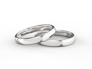 3D illustration gold silver wedding ring