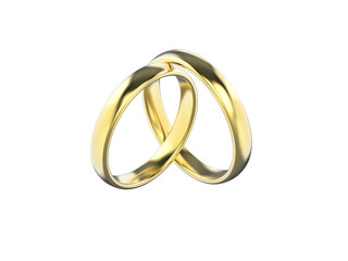 3D illustration gold wedding ring