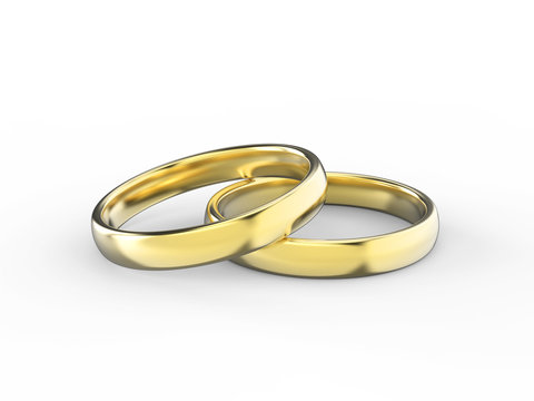 3D illustration gold wedding ring