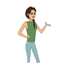 woman wearing casual clothes over white background. colorful design. vector illustration