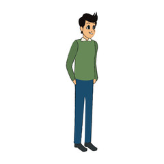man wearing casual clothes over white background. colorful design. vector illustration